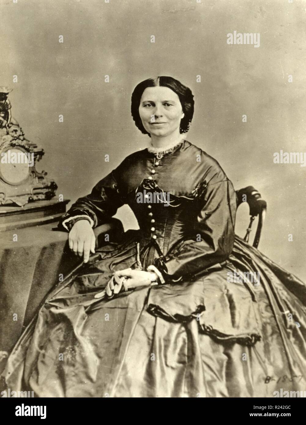 Impression photographique de Clara Barton (1821-1912). Datée 1869 Banque D'Images