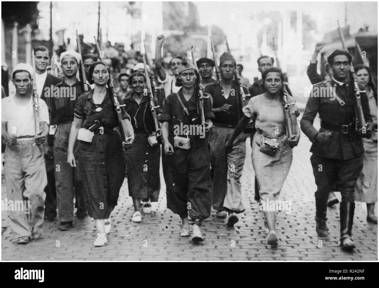 Les combattants de la milice républicaine au début de la guerre civile espagnole 1936 Banque D'Images