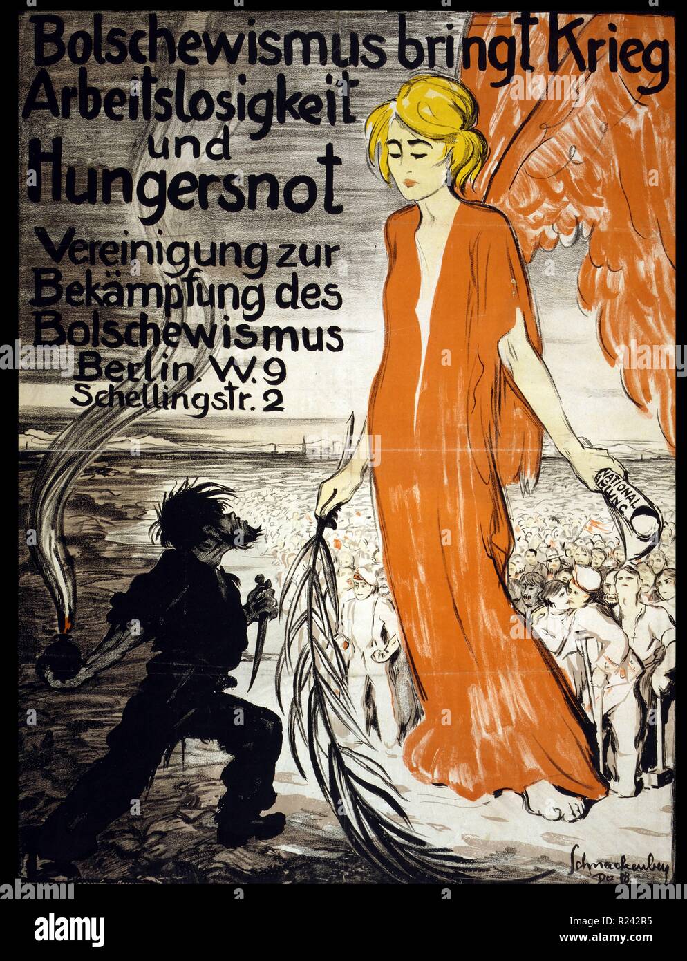 Affiche communiste anti allemande de la Première Guerre mondiale, 1918 Banque D'Images