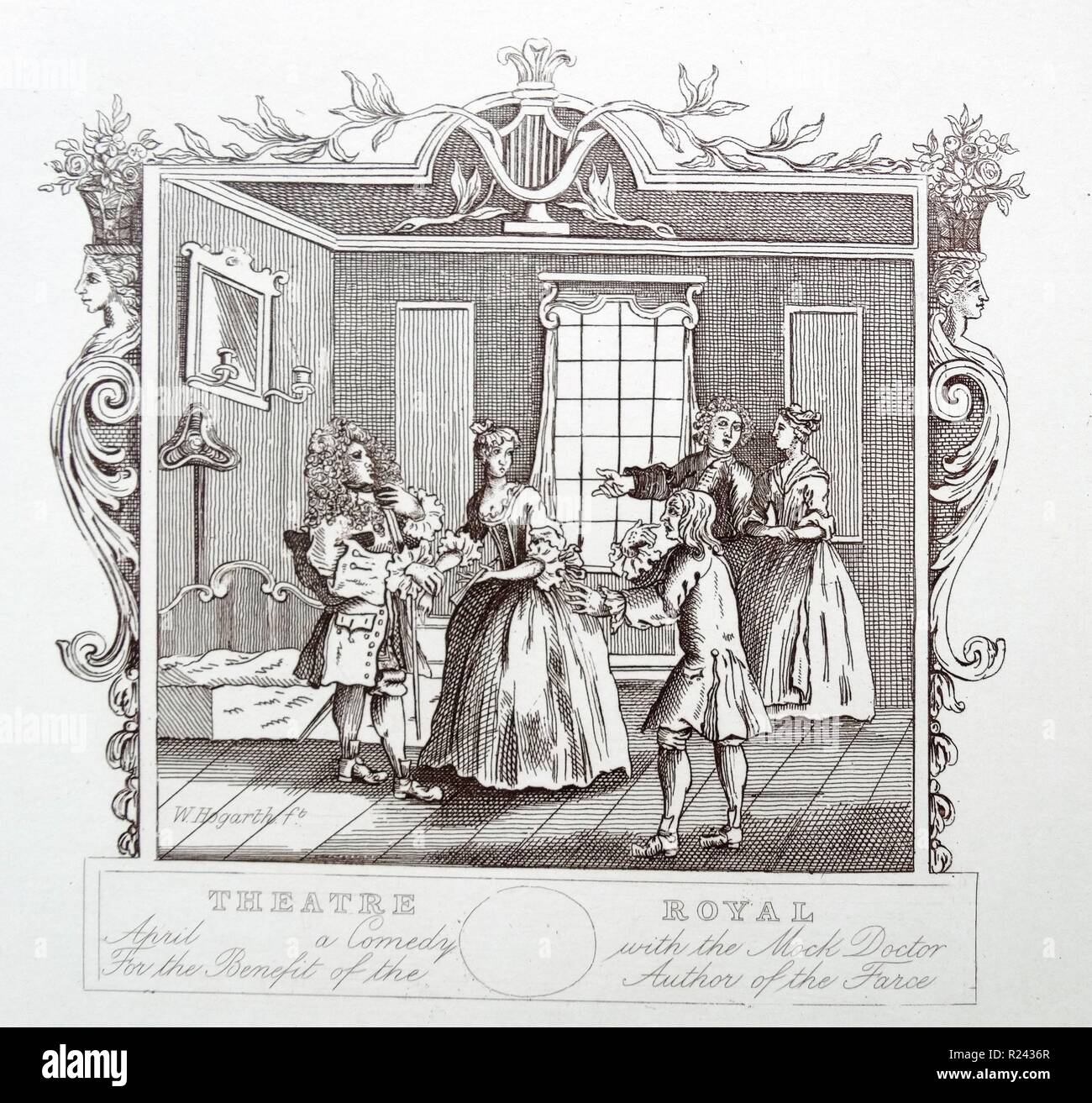 Gravure de l'artiste britannique & graveur, William Hogarth 1697-1764 : (billet pour le théâtre) ; Royal Drury Lane, à Londres. L'ancien Batchelor. Pour le bénéfice de Joe Miller. Scène scène. 18ème siècle gravure 1757 Banque D'Images Gravure de l'artiste britannique & graveur, William Hogarth 1697-1764 : (billet pour le théâtre) ; Royal Drury Lane, à Londres. L'ancien Batchelor. Pour le bénéfice de Joe Miller. Scène scène. 18ème siècle gravure 1757 Banque D'Images