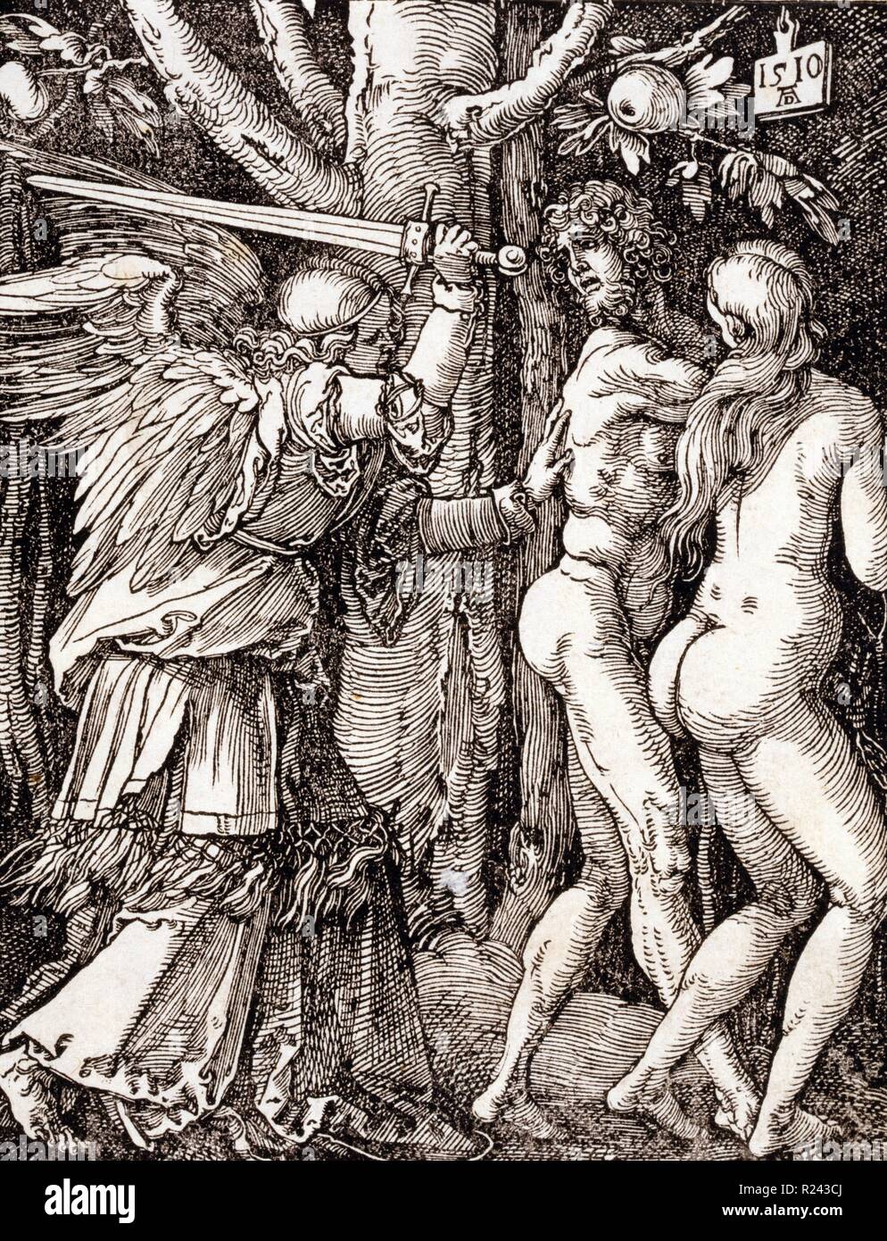Petite Passion. L'expulsion du paradis 1510. Par Albrecht DA1/4rer (1471-1528). Datée 1510 Banque D'Images