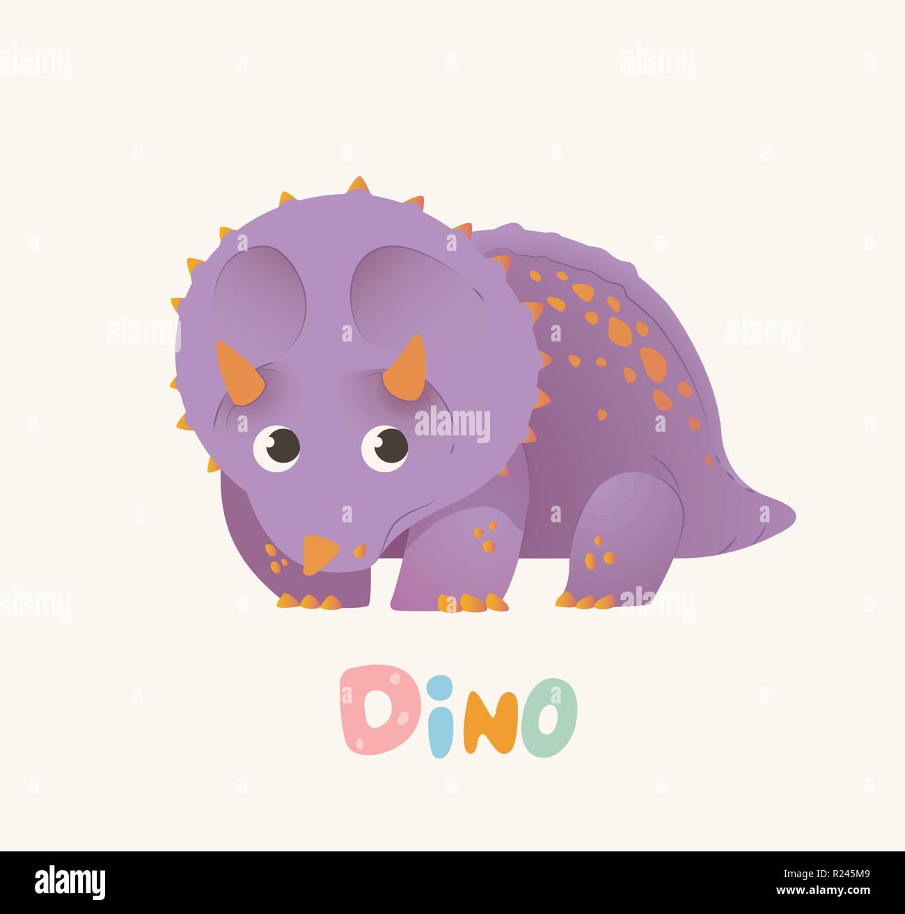 Purple Cute Cartoon Bébé Dino. Dinosaure de couleurs vives. L'illustration pour enfants. Isolées. Vector Illustration de Vecteur