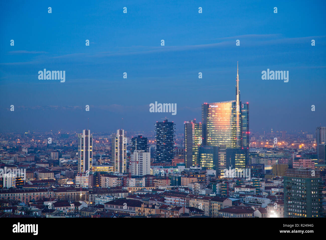 Vue depuis la Torre Branca au quartier de Porta Nuova, Milan, Lombardie, Italie, Europe Banque D'Images