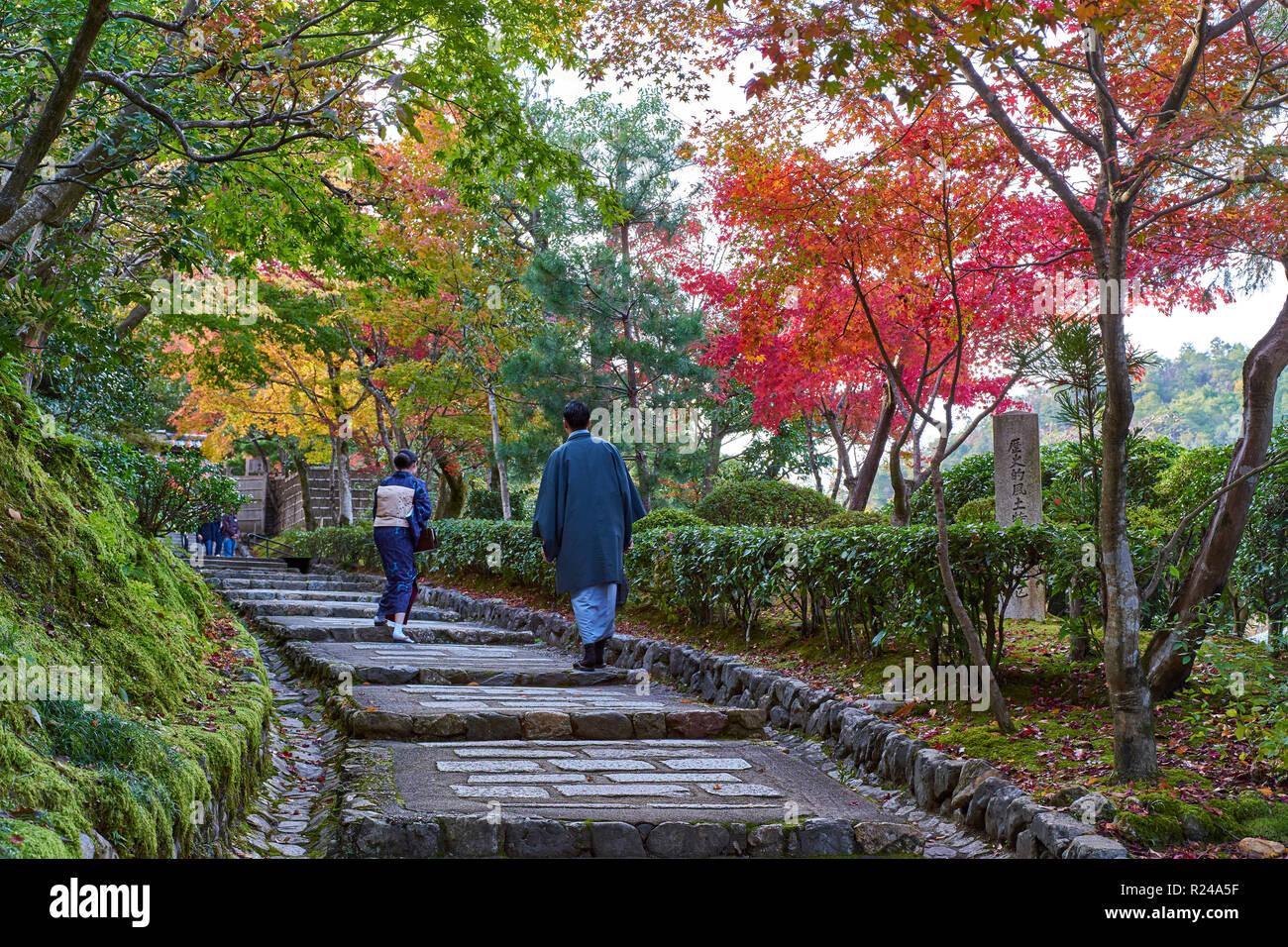 Chemin menant au temple Adashino Nenbutsuji à Arashiyama, Kyoto, Japon, Asie Banque D'Images
