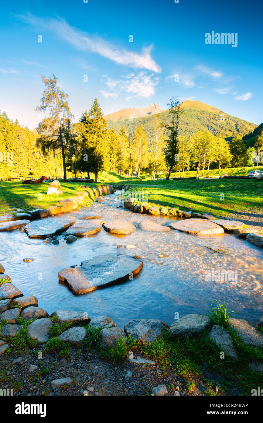 Dans Sozzine lumière septembre dans la vallée de Ponte di Legno, Vallecamonica (Val Camonica), province de Brescia, Lombardie, Italie, Europe district Banque D'Images