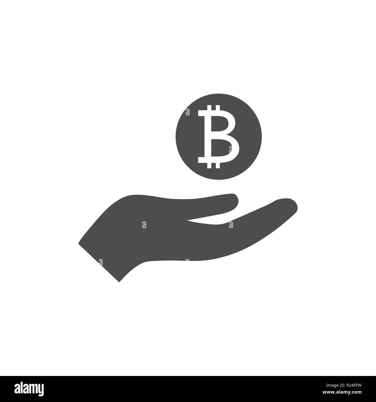 Main ouverte et l'icône de bitcoin. Vector illustration. Télévision Illustration de Vecteur