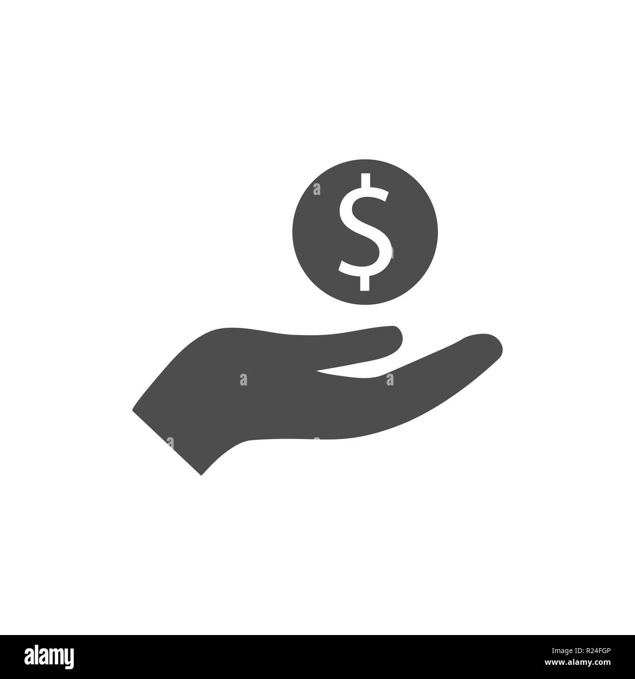 Main ouverte et l'icône de dollar. Vector illustration. Télévision Illustration de Vecteur