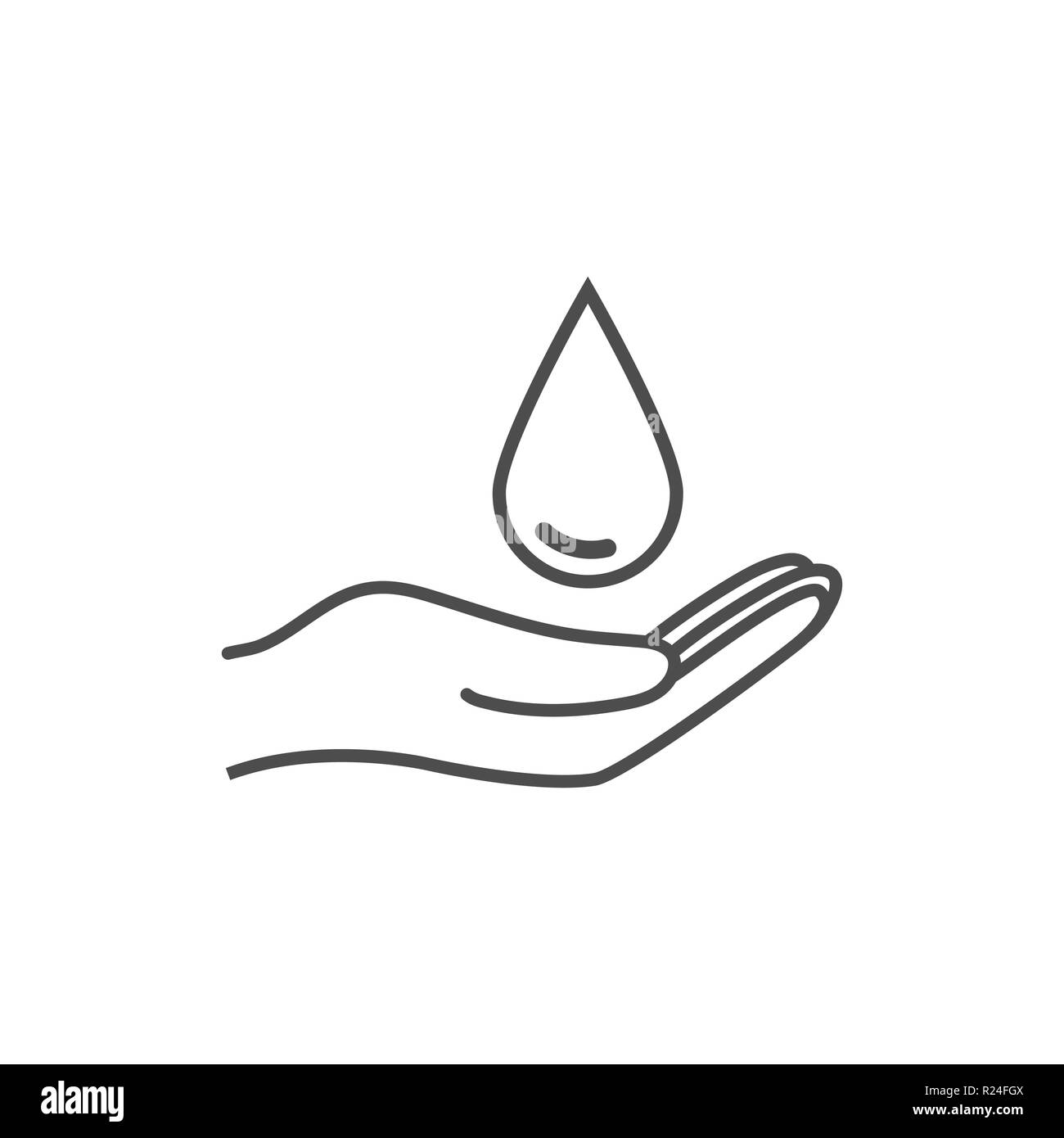 Main ouverte avec l'icône icône Goutte d'eau. Vector illustration. Télévision Illustration de Vecteur