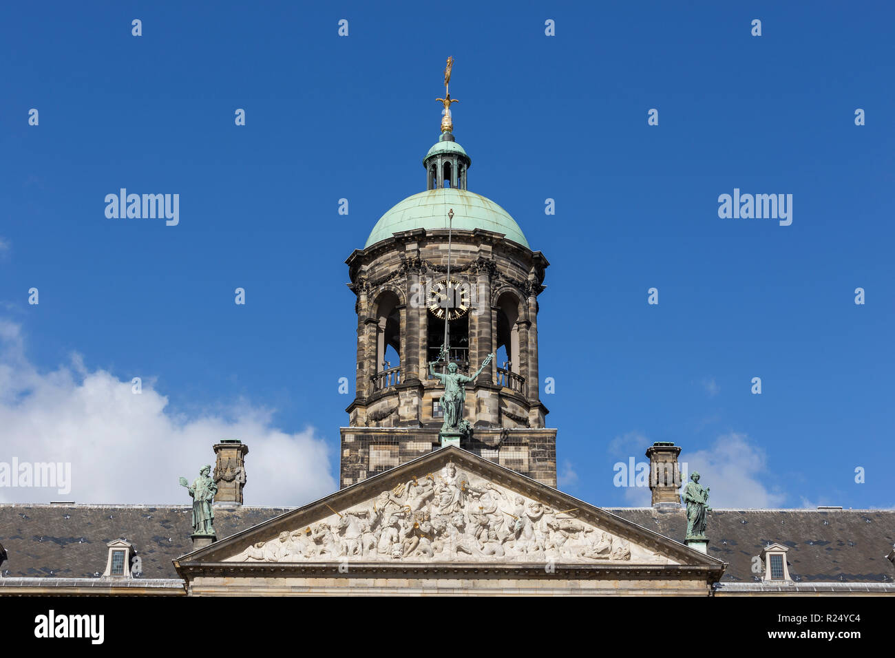 Clocher du Palais Royal (Koninklijk Paleis) à Amsterdam, Pays-Bas Banque D'Images