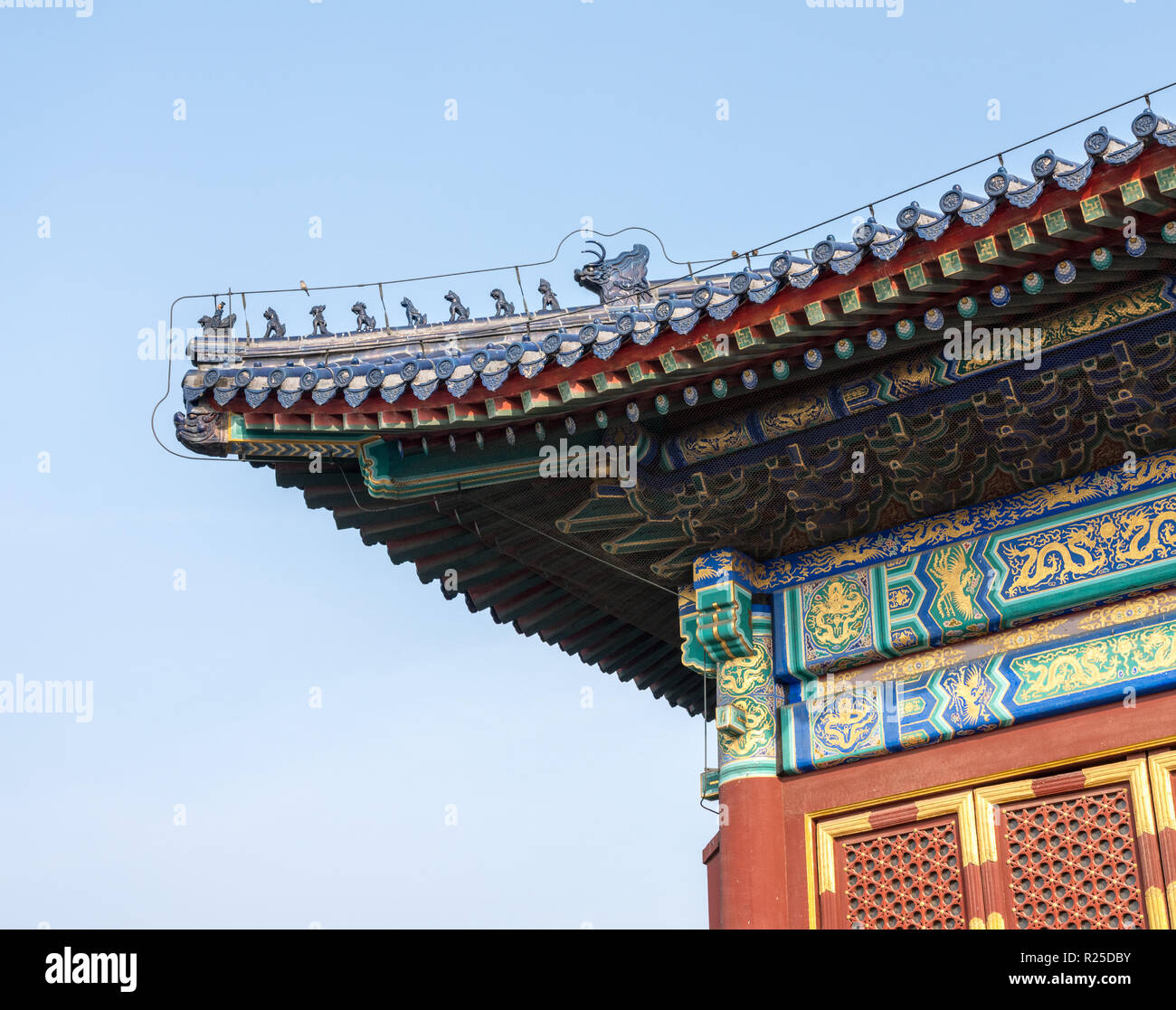 Détail de tuiles sur le Temple du Ciel à Pékin, Chine Banque D'Images