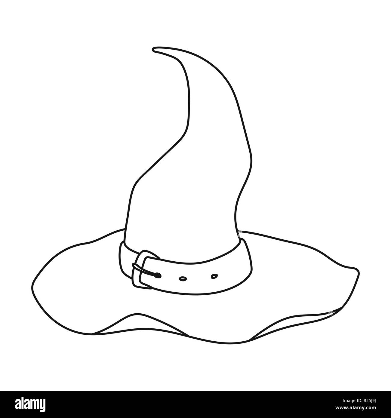 Icône en forme de chapeau de sorcière style contour isolé sur fond blanc.  Illustration vecteur symbole de chapeaux Image Vectorielle Stock - Alamy