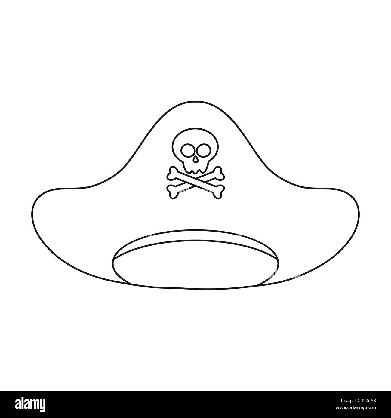 Icône en forme de chapeau de pirate style contour isolé sur fond blanc.  Illustration vecteur symbole de chapeaux Image Vectorielle Stock - Alamy