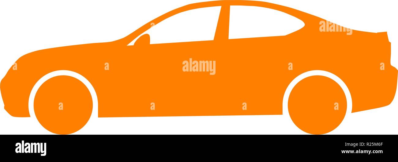Icône Symbole voiture - orange, 2d, isolé - vector illustration Illustration de Vecteur