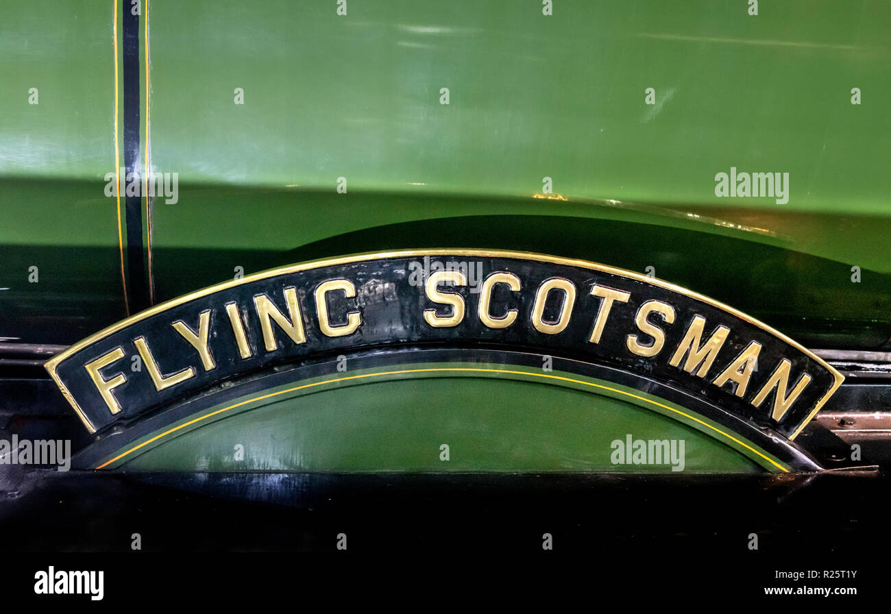 Situées sur le côté de l'Flying Scotsman, National Railway Museum, York, Angleterre, Royaume-Uni. LNER Banque D'Images