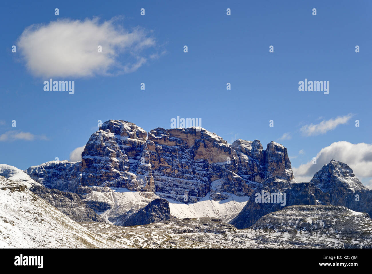 Vue d'Passportenkofel, Dolomites de Sexten, province de Belluno Province du Tyrol du Sud, l'Alto Adige, Italie Banque D'Images
