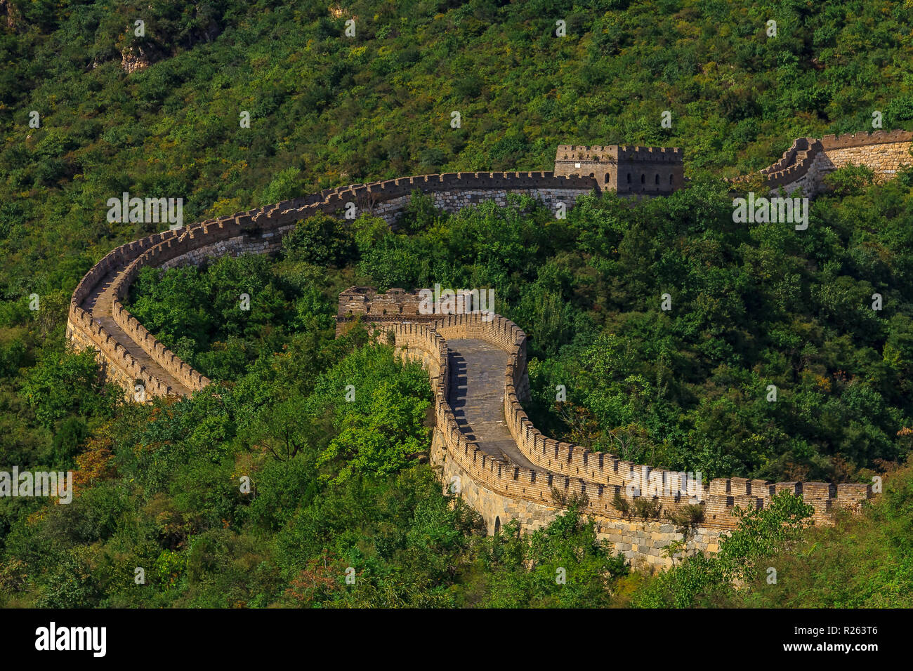 La Grande Muraille de Chine, dans le village de Mutianyu, l'une des régions éloignées de la Grande Muraille près de Pékin Banque D'Images