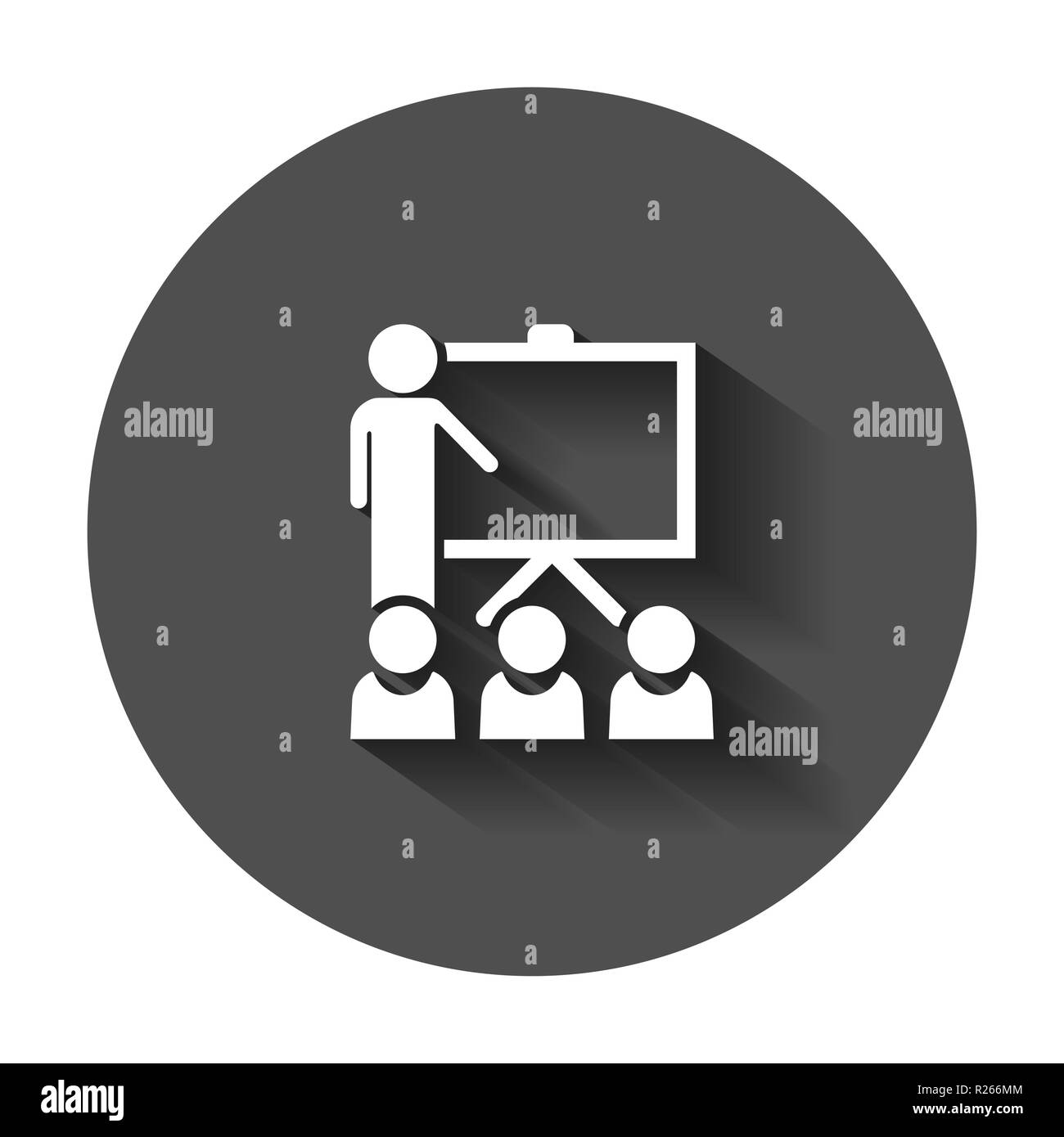 Formation à l'icône de style plat. Séminaire des gens avec ombre portée de l'illustration vectorielle. Leçon de classe concept d'entreprise. Illustration de Vecteur