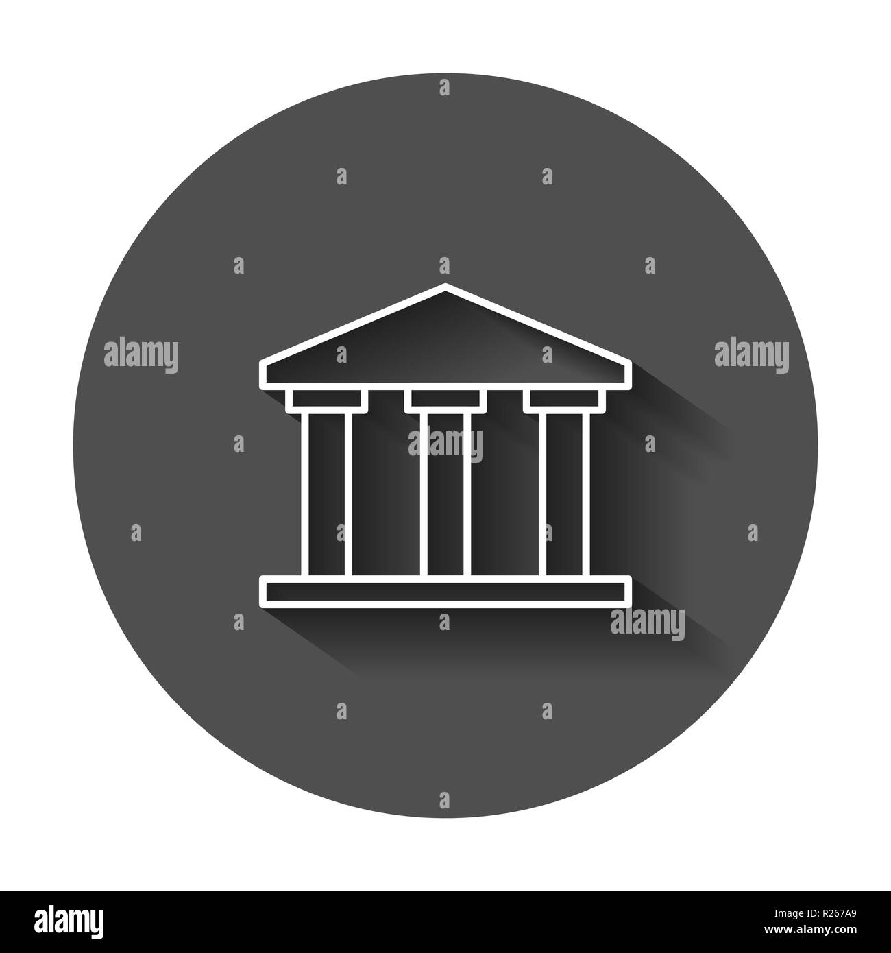 Bâtiment de la Banque dans l'icône de style plat. L'architecture du gouvernement avec ombre portée de l'illustration vectorielle. Concept d'affaires extérieures du musée. Illustration de Vecteur