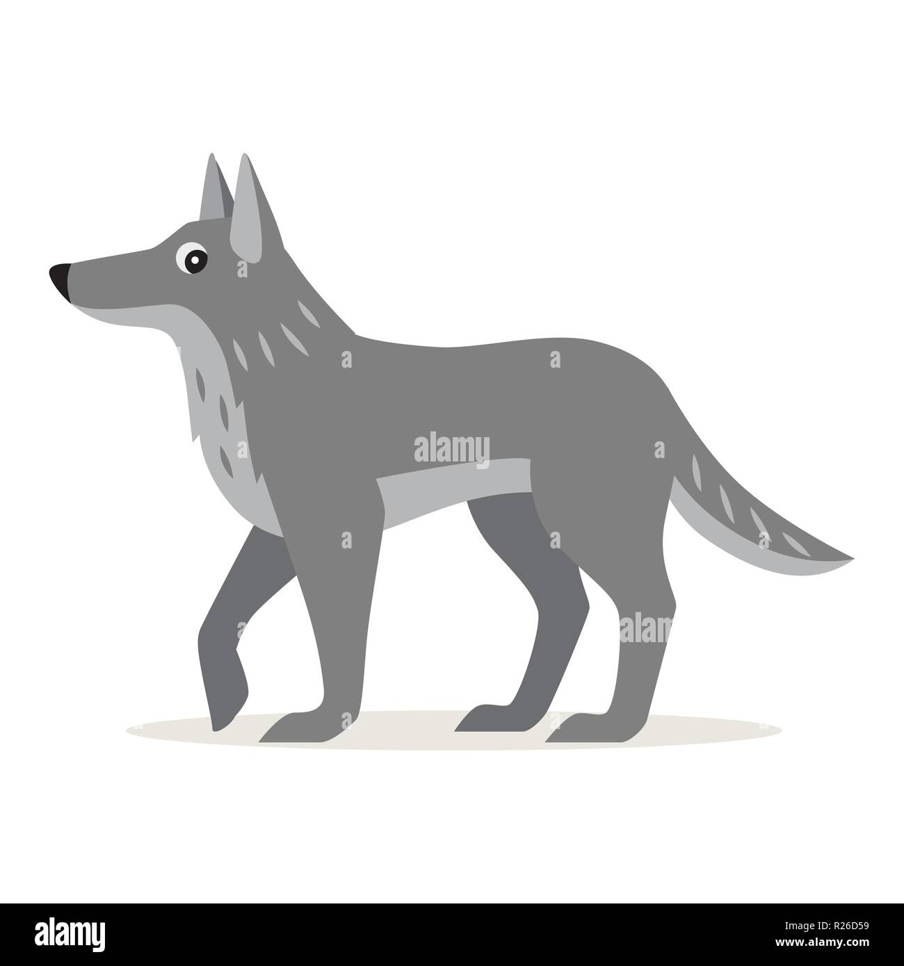 Icône de loup gris, isolés des animaux de la forêt Illustration de Vecteur