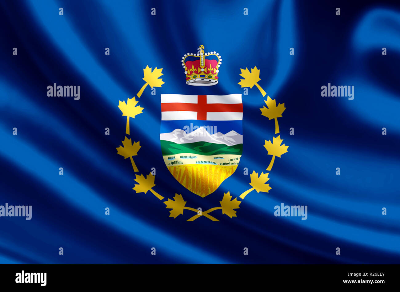 Lieutenant-gouverneur de l'Alberta forme et libre d'un drapeau l'illustration. Parfait pour les fins de l'arrière-plan ou de texture. Banque D'Images