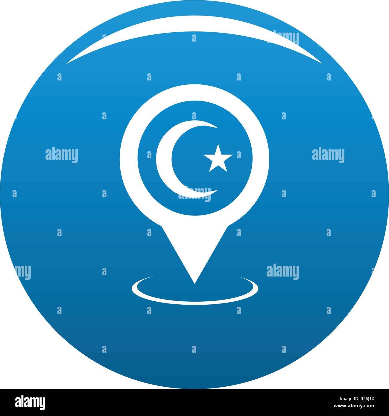 L'icône du pointeur Mosque map vector cercle bleu isolé sur fond blanc Illustration de Vecteur
