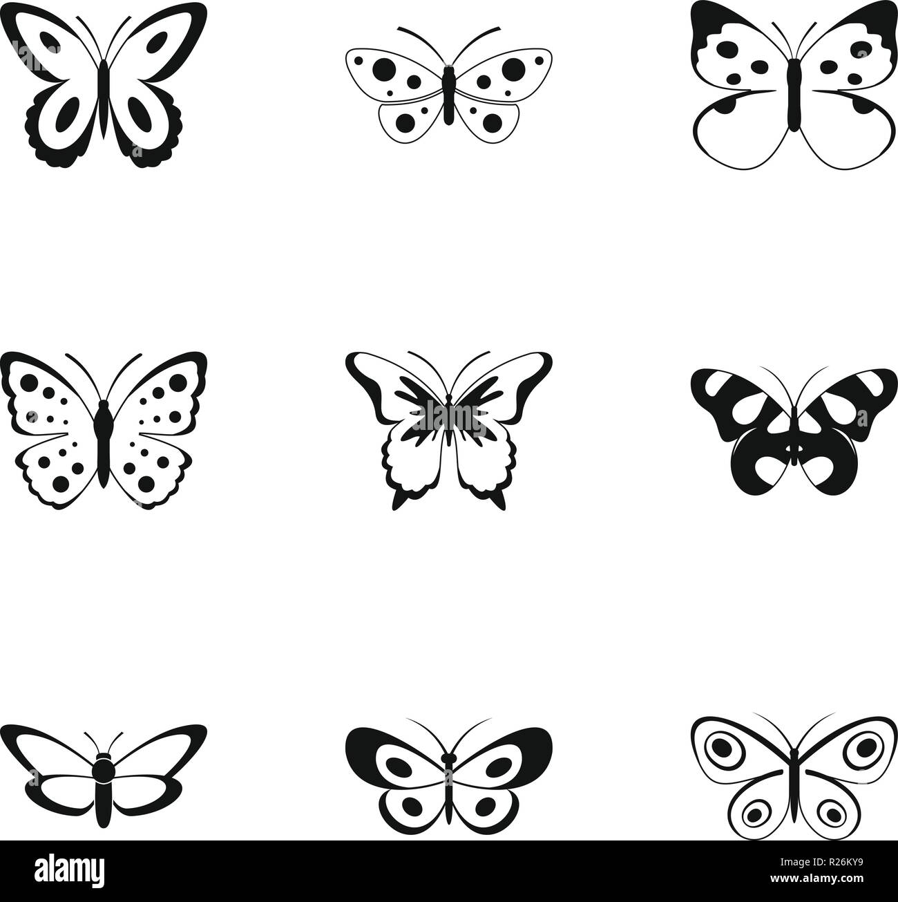 Silkmoth icons set. Simple jeu d'silkmoth 9 vector icons for web isolé sur fond blanc Illustration de Vecteur