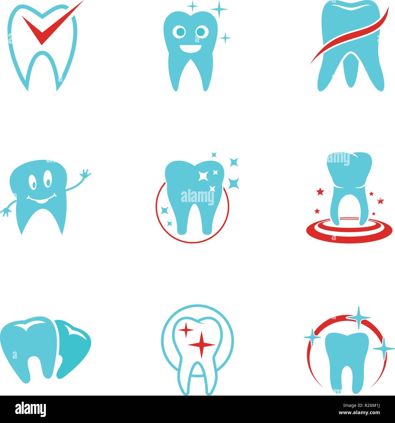 Icons set dentaire. télévision Ensemble de 9 icônes vectorielles dentaire pour web isolé sur fond blanc Illustration de Vecteur
