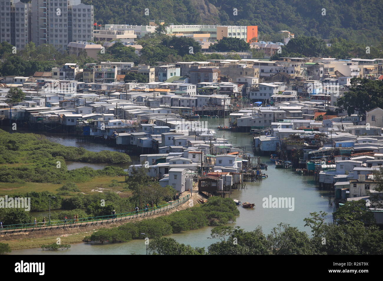 Tai o village poissons vue aérienne Banque D'Images