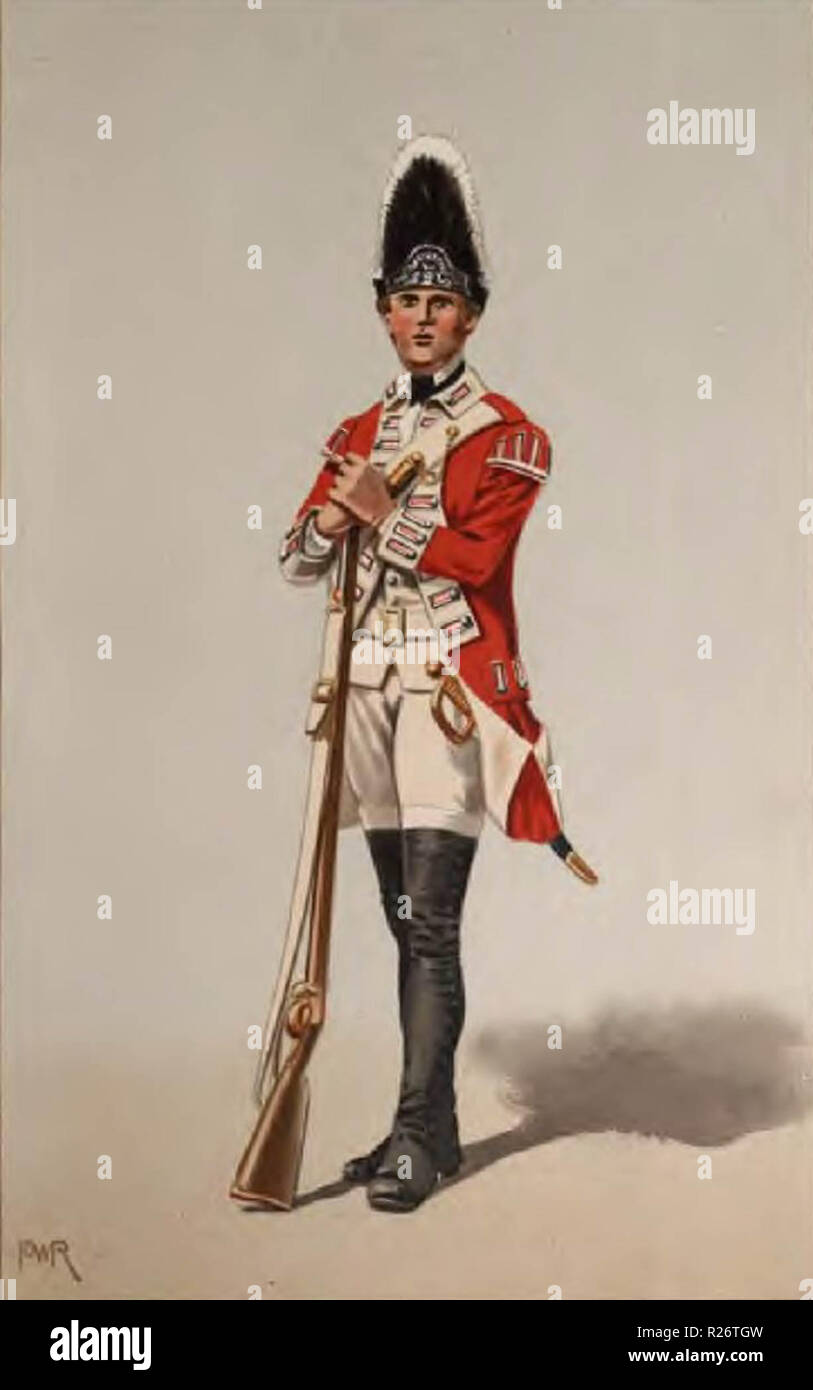 Grenadier du 40e Régiment d'infanterie en 1767, armé d'un mousquet Brown Bess Banque D'Images