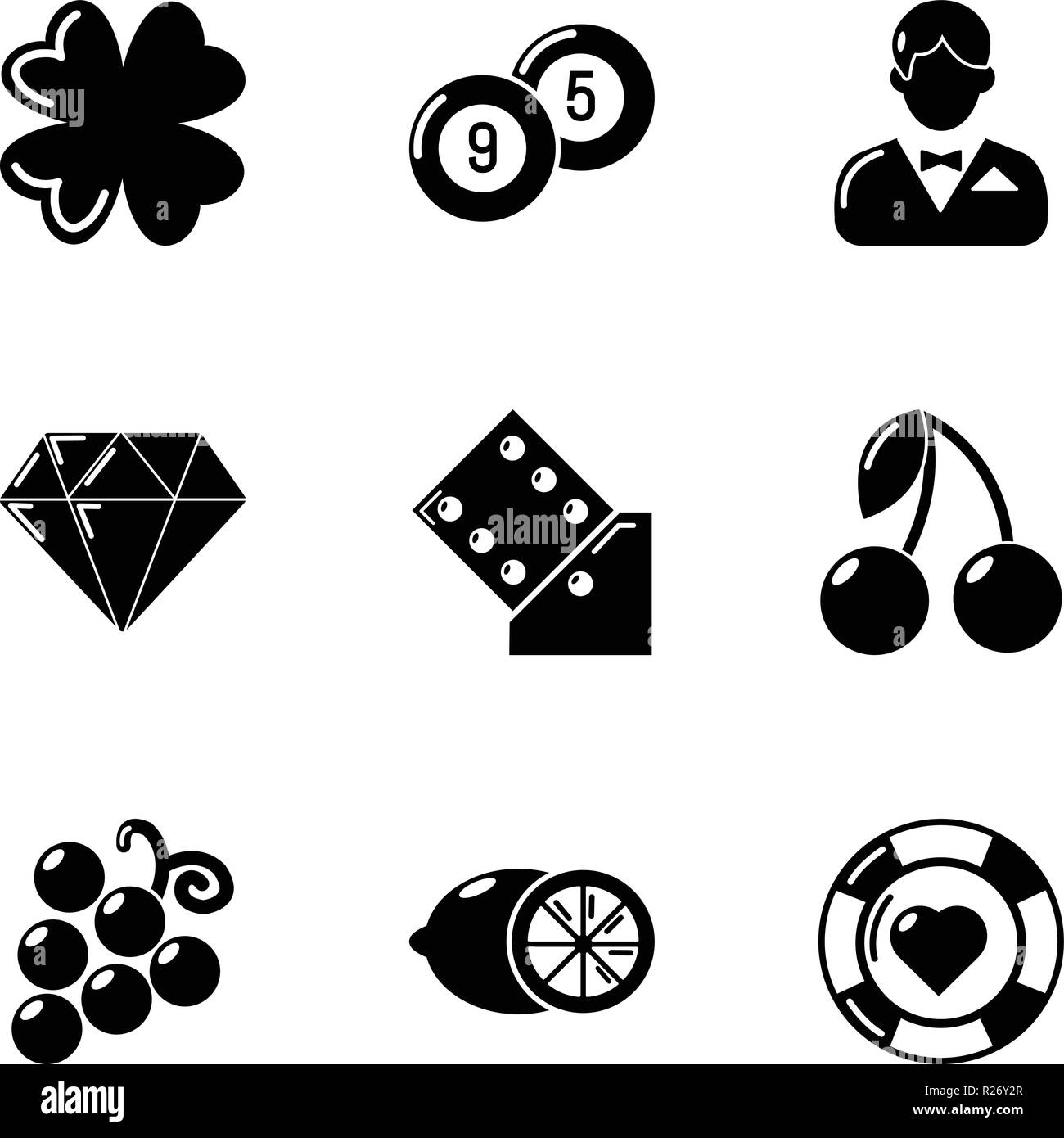 Jeu icons set, le style simple Illustration de Vecteur