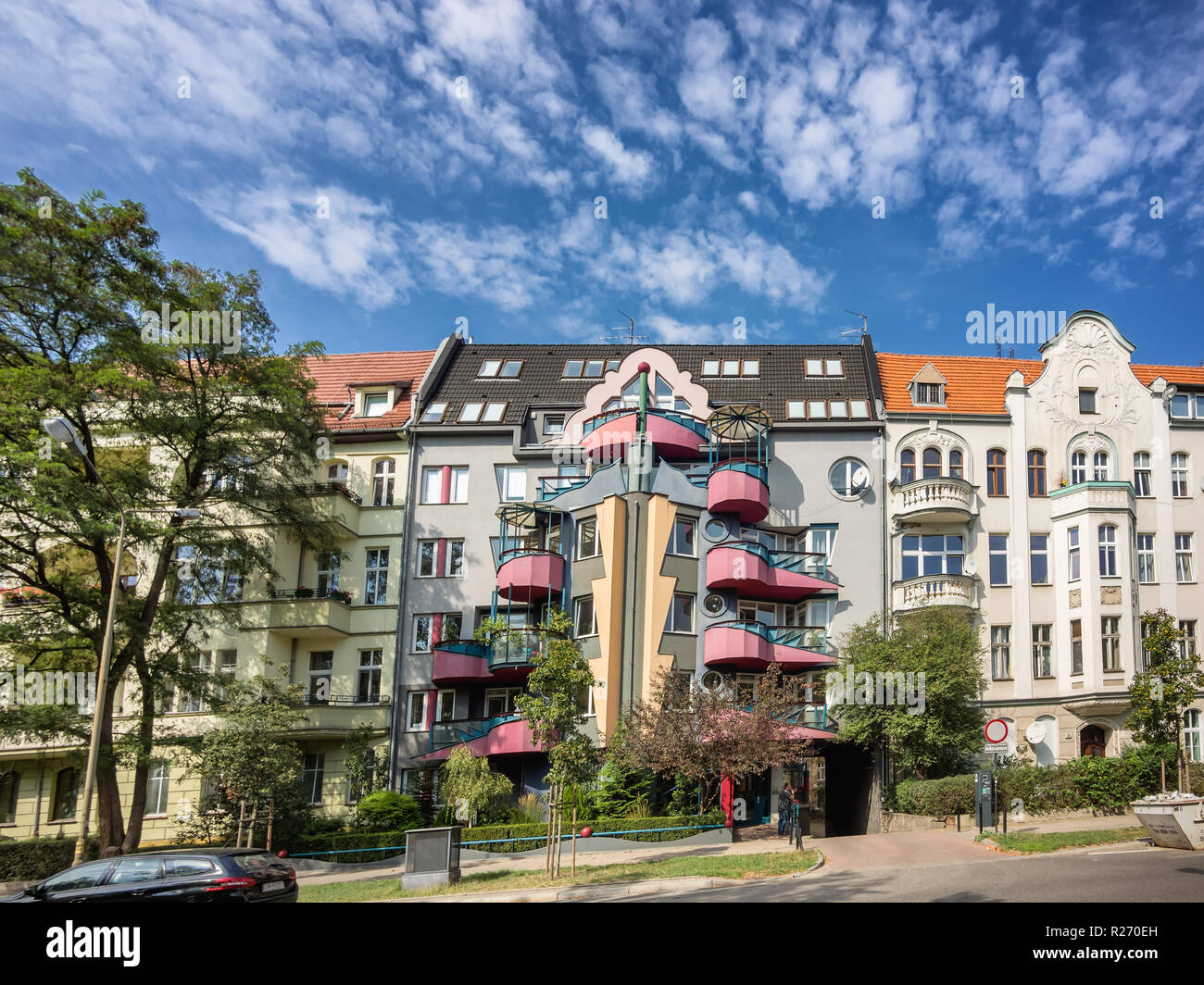 Maisons multicolores à Wroclaw, Pologne Banque D'Images