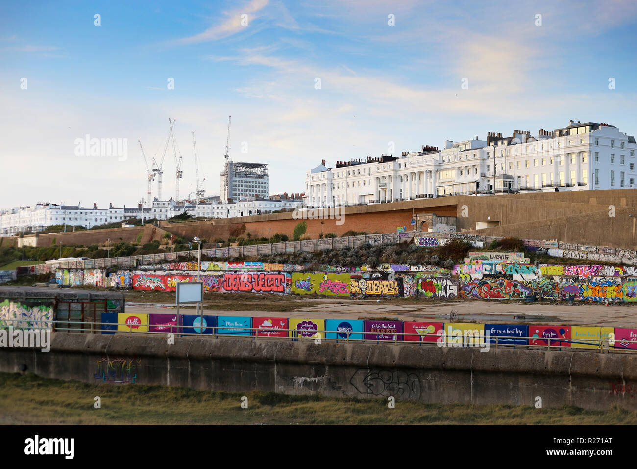 Brighton - Ville de travaux, maisons et graffiti grand Banque D'Images