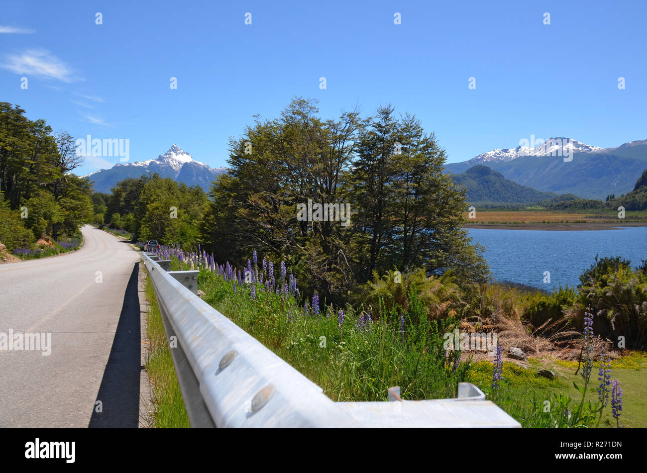 La route goudronnée sur la Carretera Austral, Josianne Quelat, Chili Banque D'Images