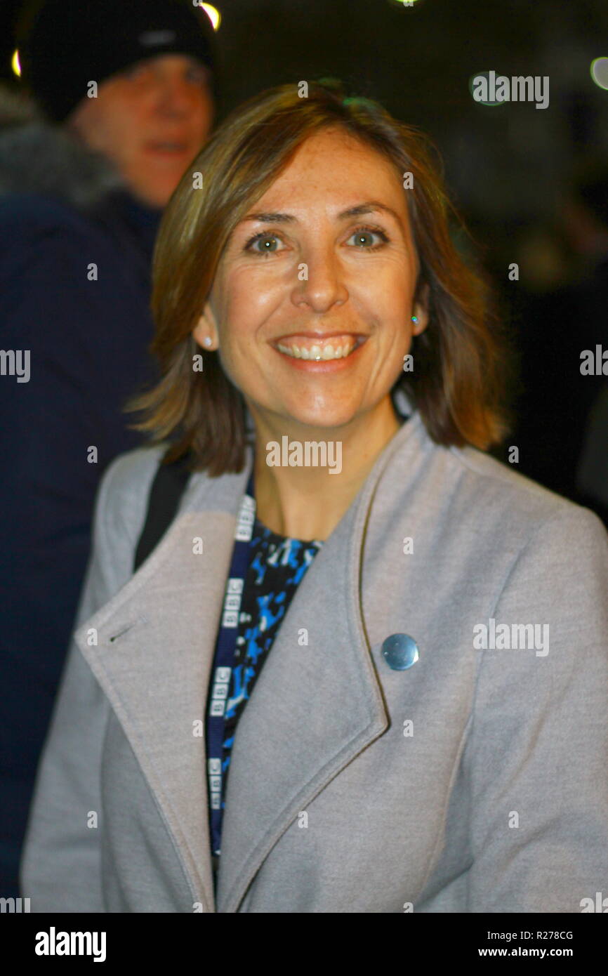 Vicky Young journaliste politique de la BBC photographiée à Westminster le 15 novembre 2018. Correspondant en chef. Page du portfolio Russell Moore. Banque D'Images