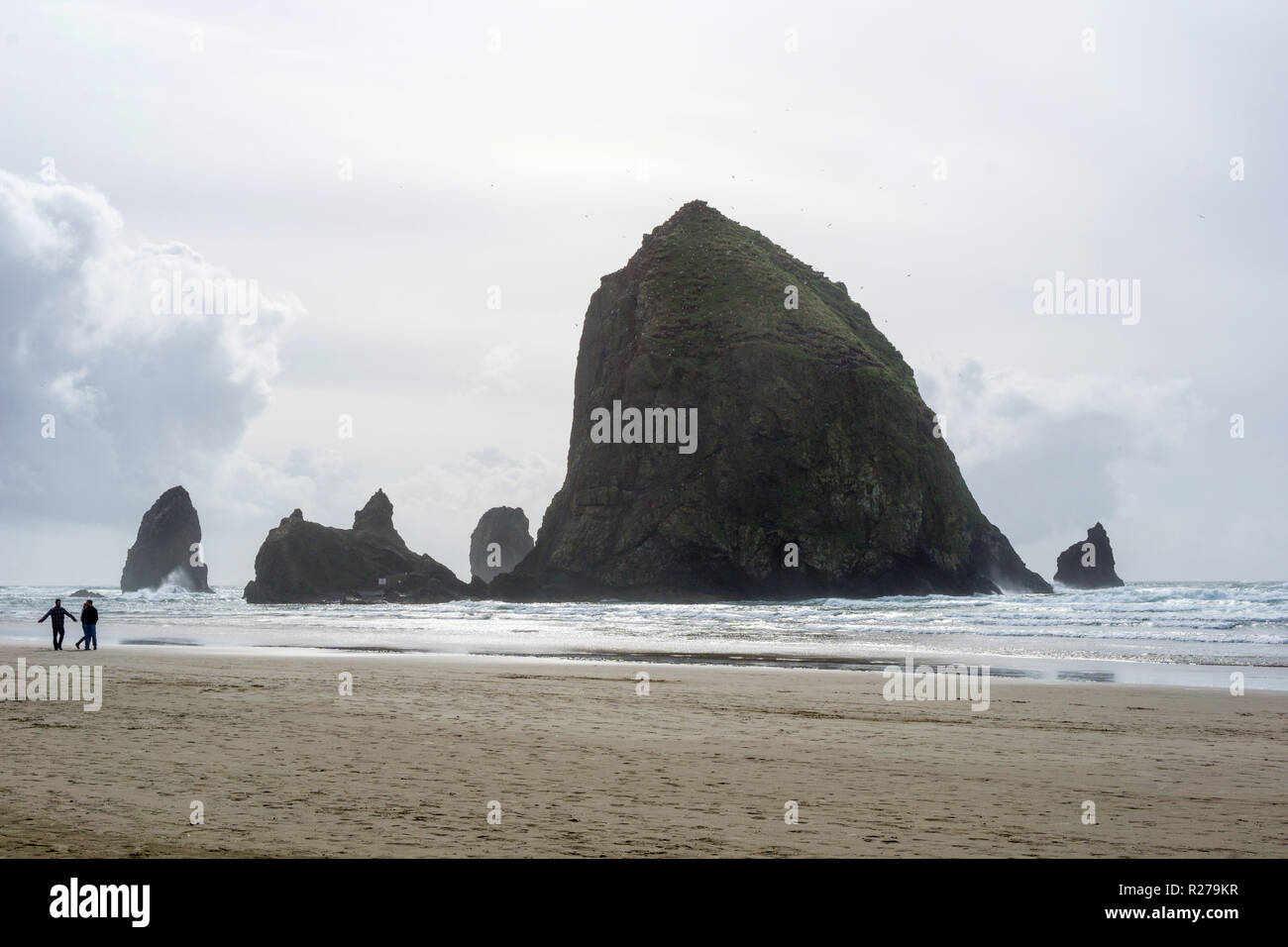 Haystack Rock at Cannon Beach, Oregon Coast Banque D'Images
