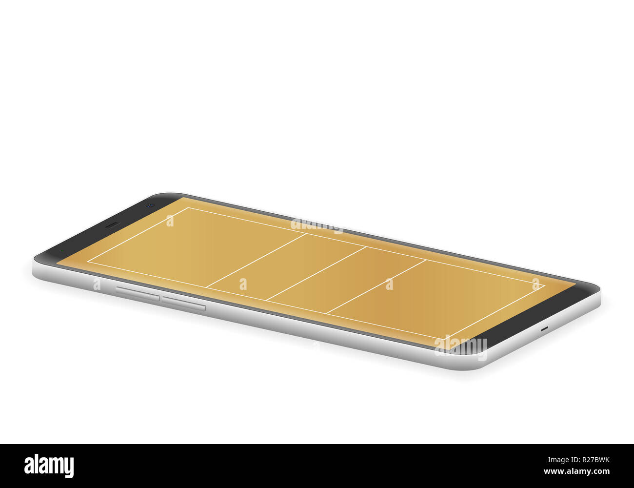 Smart phone de volley-ball sur un fond blanc. Banque D'Images