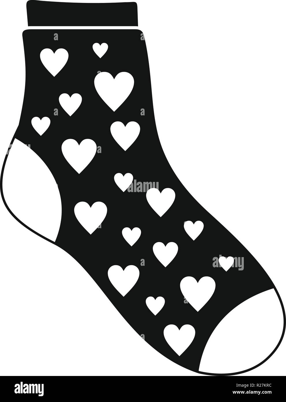 Chaussette avec icône en forme de cœur. Simple illustration de chaussette avec coeur icône vecteur pour le web Illustration de Vecteur