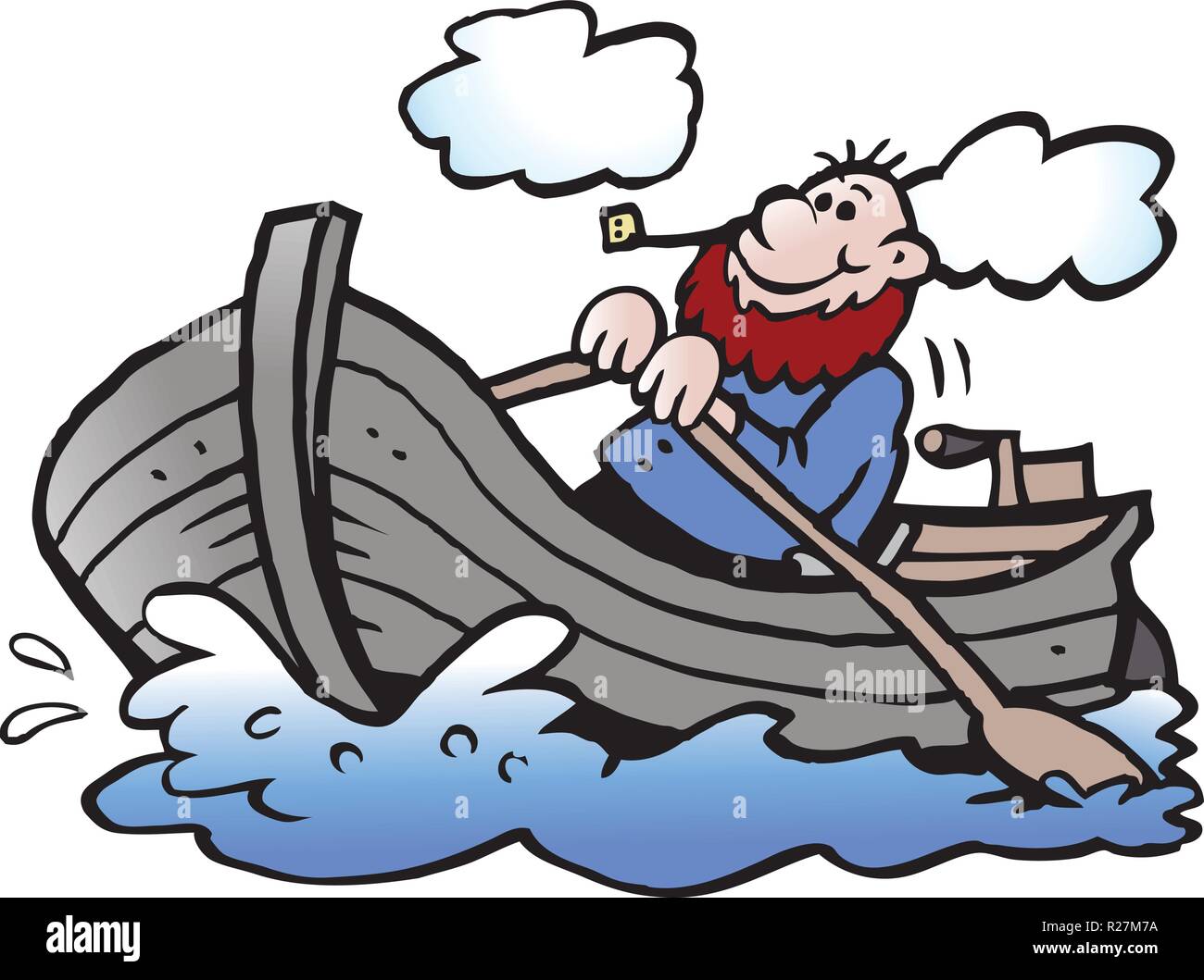 Cartoon Vector illustration d'un pêcheur dans sa barque Illustration de Vecteur