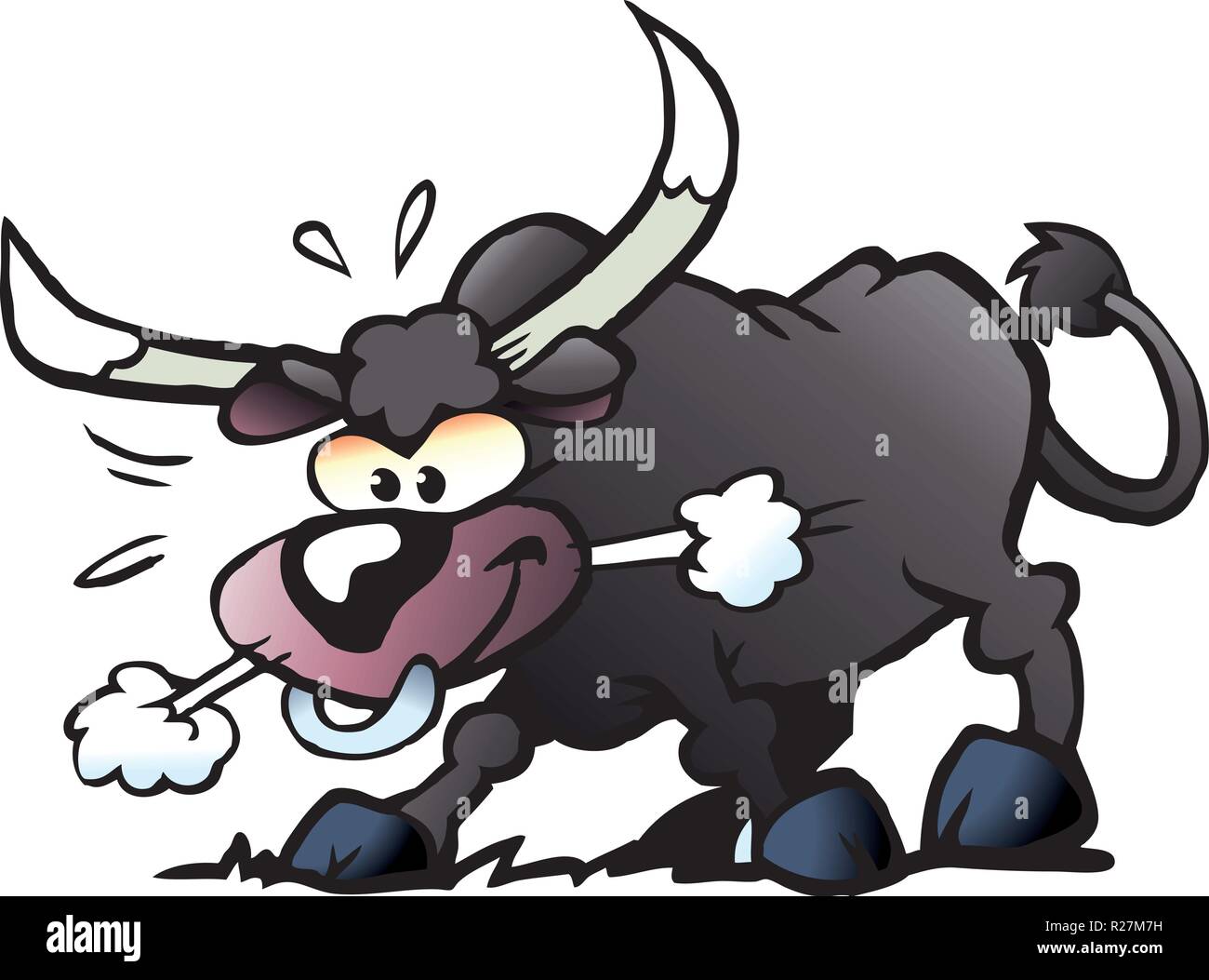 Cartoon Vector illustration d'un fou furieux et Bull Illustration de Vecteur