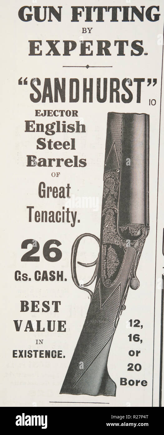 Une vieille publicité pour le fusil de Sandhurst. À partir d'un vieux magazine anglais de la période 1914-1918. Banque D'Images