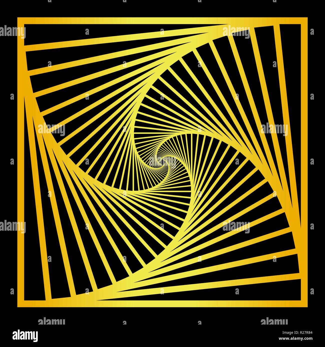 L'intérieur en rotation concentrique, carrés en spirale géométrique abstraite contexte . escaliers illusion optique. Illustration de Vecteur