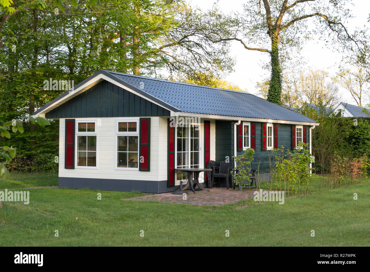 Maison de vacances en bois aux Pays-Bas Banque D'Images