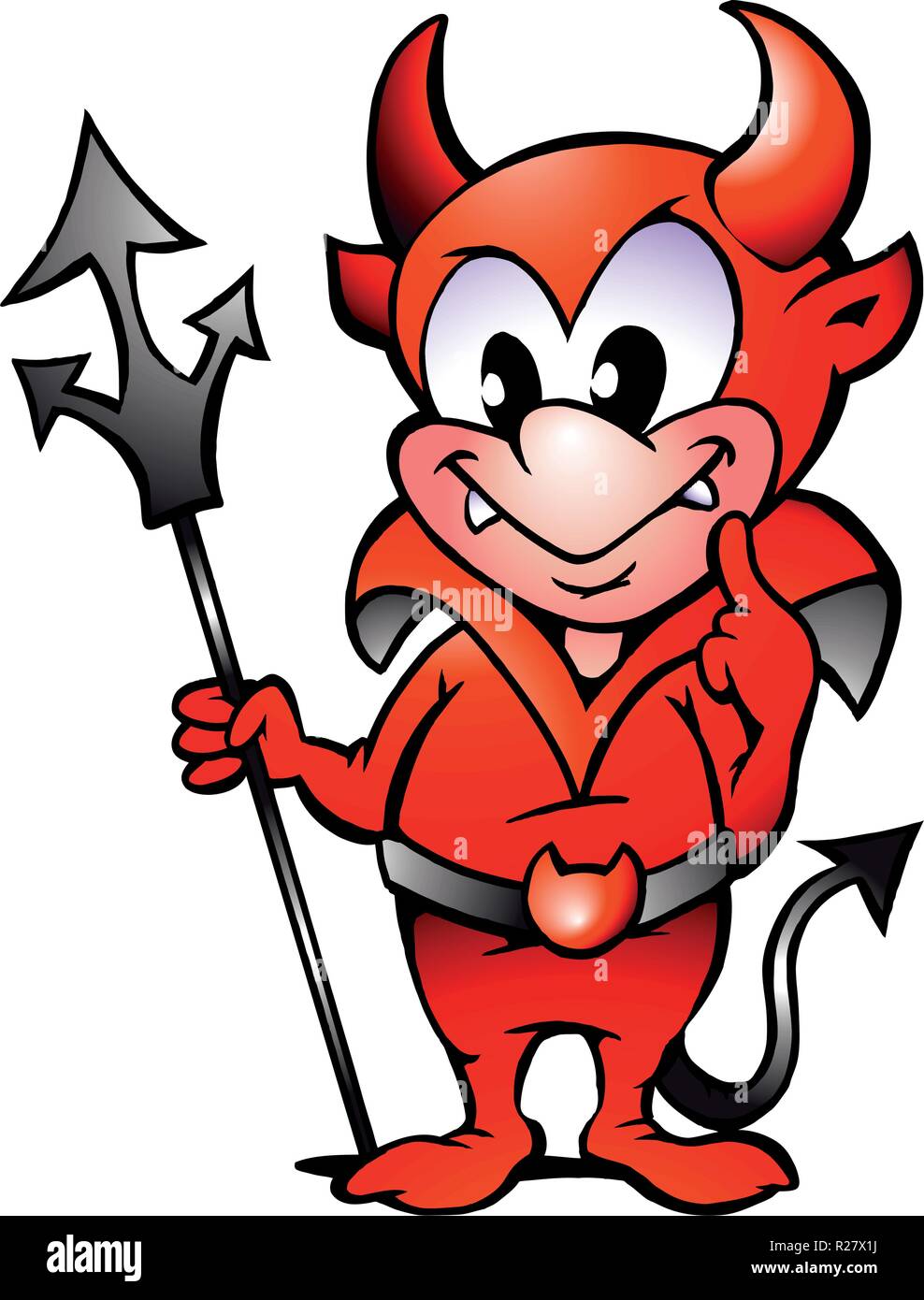 Vector illustration dessinée à la main d'un petit diable rouge garçon Illustration de Vecteur