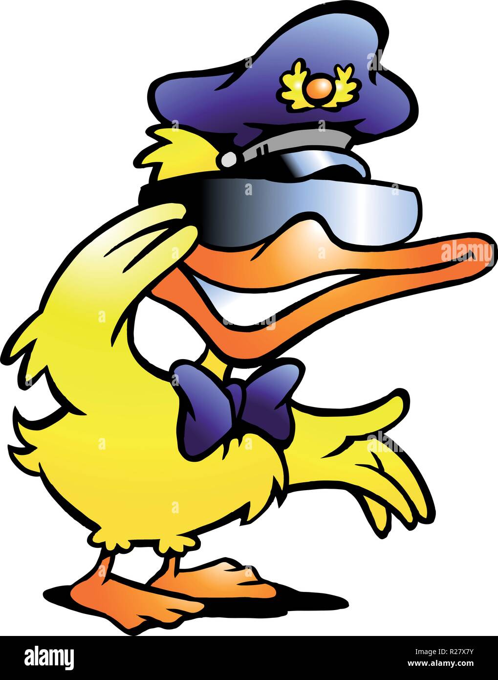 Vector illustration dessinée à la main d'un Duck en uniforme Illustration de Vecteur