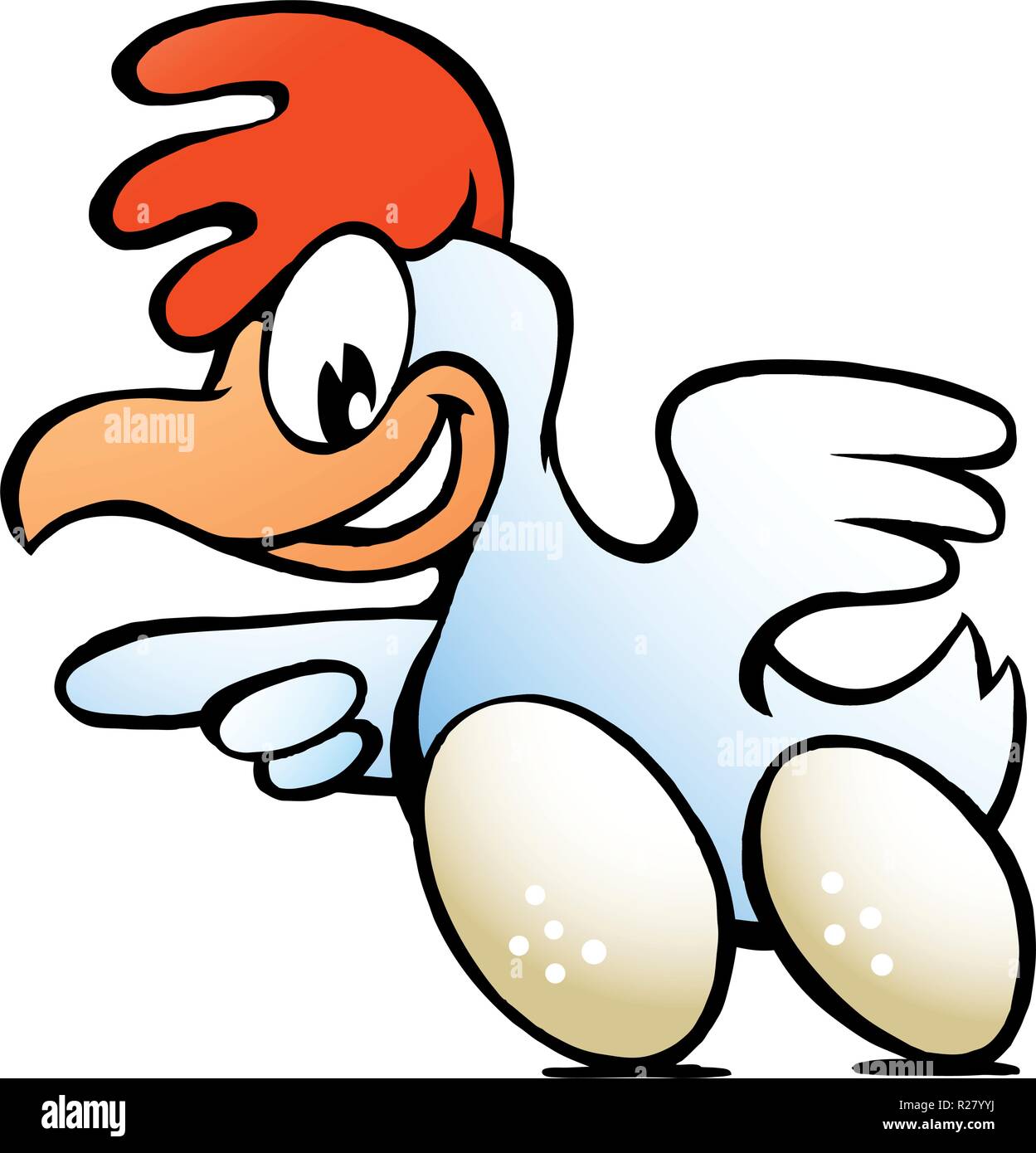 Vector illustration dessinée à la main d'une poule avec des œufs de poule avec montée sous le corps Illustration de Vecteur