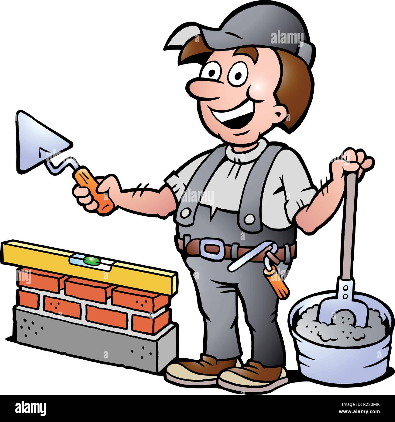 Vector illustration dessinée à la main d'un peintre heureux Handyman Illustration de Vecteur