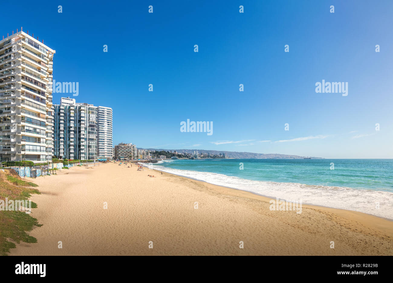 Vue panoramique sur Acapulco beach - Vina del Mar, Chili Banque D'Images