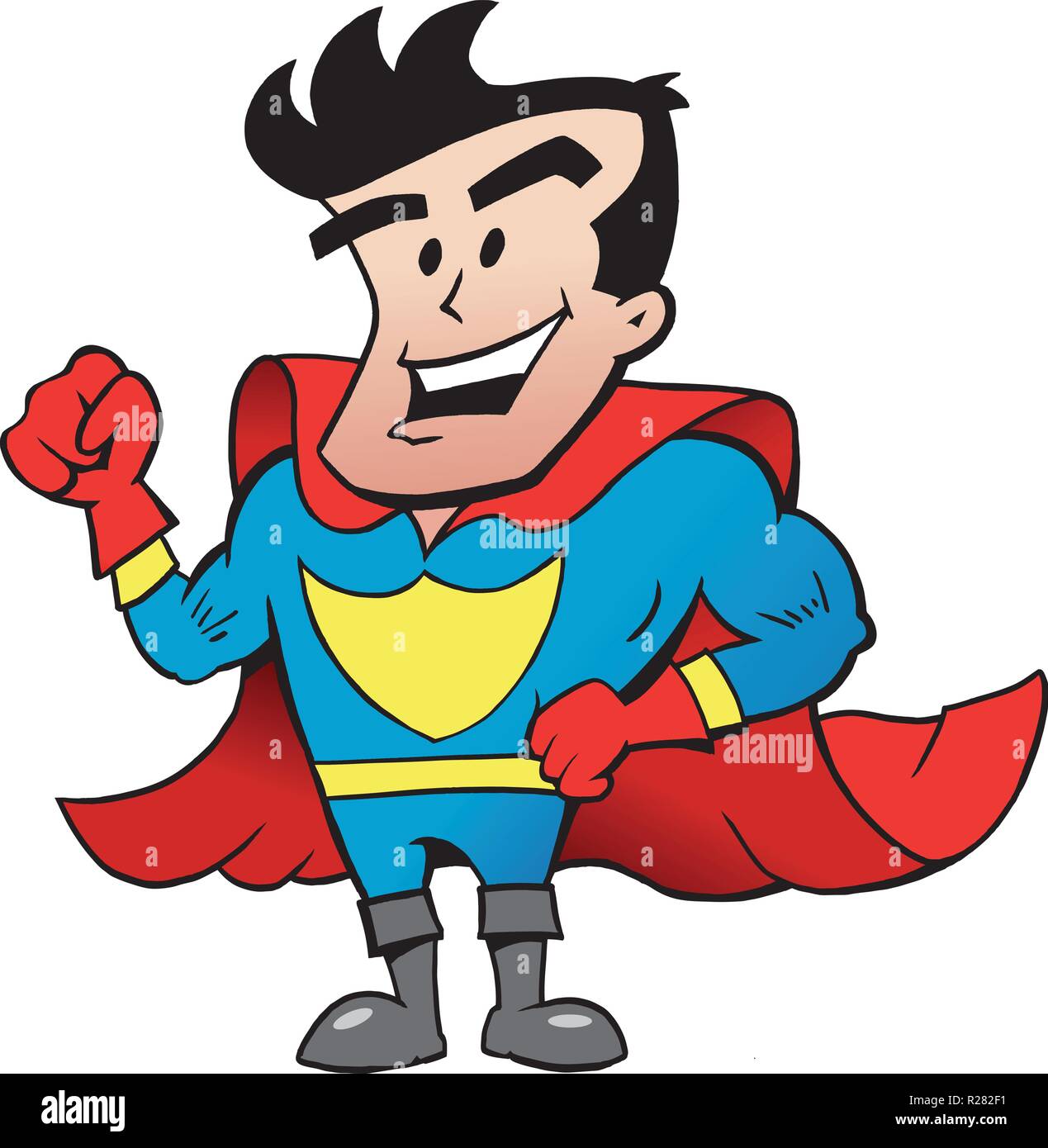 Cartoon Vector illustration d'un super héros heureux forte Illustration de Vecteur