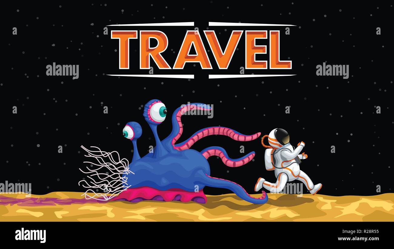 Voyages dans l'espace avec alien Illustration de Vecteur