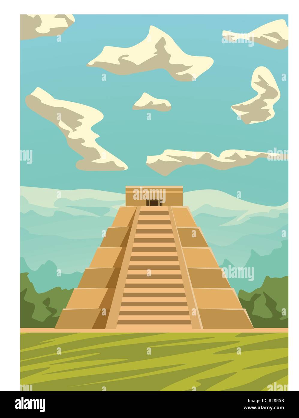 Pyramide maya de droit 02 Illustration de Vecteur